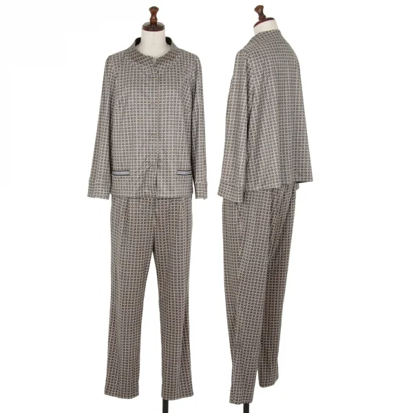 ミラショーンmila schon 幾何学プリントピーチスキンパンツ 緑マスタード白42 K-110649_011