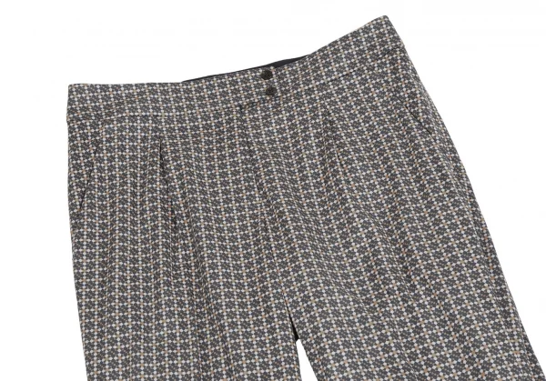 ミラショーンmila schon 幾何学プリントピーチスキンパンツ 緑マスタード白42 K-110649_002