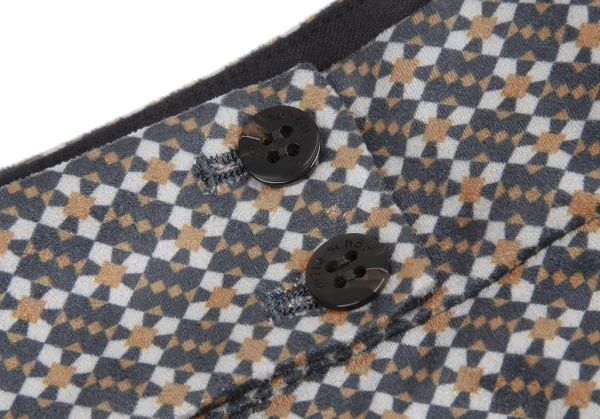 ミラショーンmila schon 幾何学プリントピーチスキンパンツ 緑マスタード白42 K-110649_004