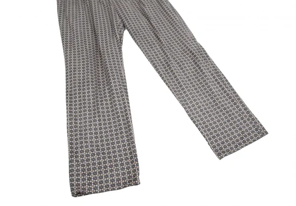 ミラショーンmila schon 幾何学プリントピーチスキンパンツ 緑マスタード白42 K-110649_006