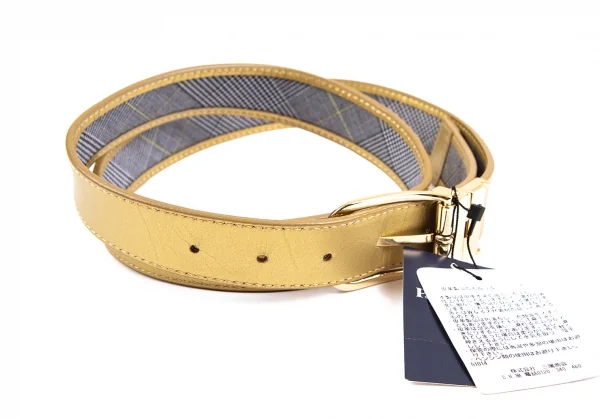ポールスチュアート スポーツPaul Stuart SPORT グレンチェック切替レザーリバーシブルベルト グレー黒金X K-110669_008