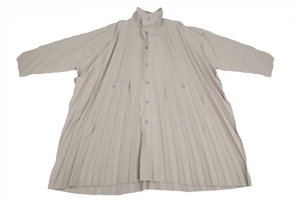 オムプリッセ イッセイ ミヤケHOMME PLISSE ISSEY MIYAKE EDGE プリーツ加工ステンカラーコート グレージュ1 K-110691_002