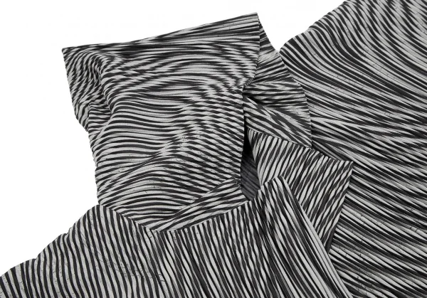 オムプリッセ イッセイ ミヤケHOMME PLISSE ISSEY MIYAKE BODY FLOW ストライプスクエアシルエットパーカー 白黒1 K-110694_006