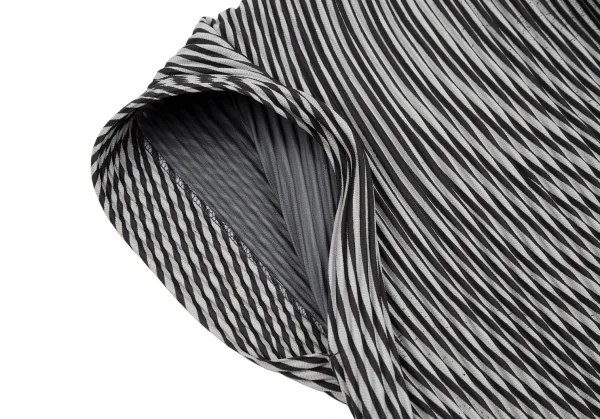 オムプリッセ イッセイ ミヤケHOMME PLISSE ISSEY MIYAKE BODY FLOW ストライプスクエアシルエットパーカー 白黒1 K-110694_007