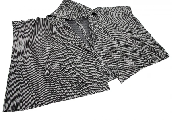 オムプリッセ イッセイ ミヤケHOMME PLISSE ISSEY MIYAKE BODY FLOW ストライプスクエアシルエットパーカー 白黒1 K-110694_008