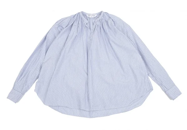 コムコム コムデギャルソンCOMME des GARCONS ストライプギャザースモックブラウス 白青XS K-110709_002