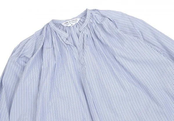 コムコム コムデギャルソンCOMME des GARCONS ストライプギャザースモックブラウス 白青XS K-110709_003
