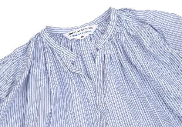 コムコム コムデギャルソンCOMME des GARCONS ストライプギャザースモックブラウス 白青XS K-110709_004