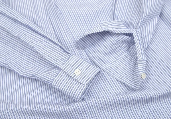 コムコム コムデギャルソンCOMME des GARCONS ストライプギャザースモックブラウス 白青XS K-110709_006