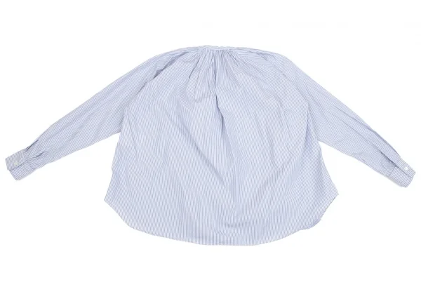 コムコム コムデギャルソンCOMME des GARCONS ストライプギャザースモックブラウス 白青XS K-110709_009