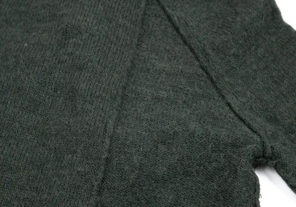 センソユニコ イオコムイオ SENSOUNICO io comme io アルパカフリンジバイカラーボタンレスニットカーディガン モスグリーングレー38 K-110767_012
