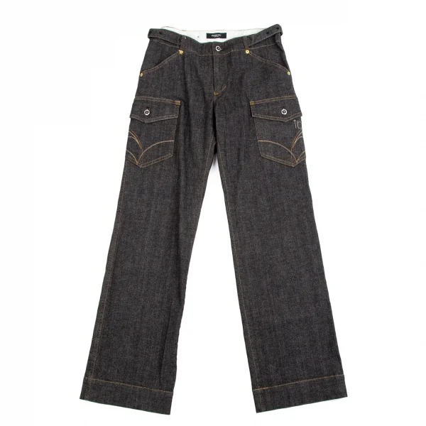 インゲボルグINGEBORG ステッチデザインベルテッドストレッチデニムパンツ 黒S K-110771_001