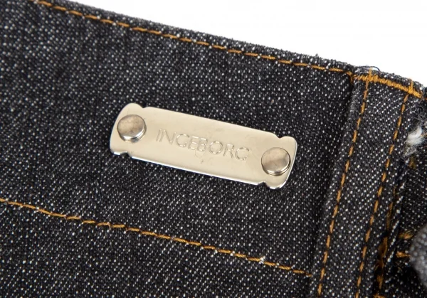 インゲボルグINGEBORG ステッチデザインベルテッドストレッチデニムパンツ 黒S K-110771_012