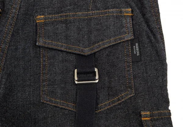 インゲボルグINGEBORG ステッチデザインベルテッドストレッチデニムパンツ 黒S K-110771_013