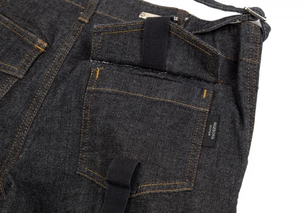 インゲボルグINGEBORG ステッチデザインベルテッドストレッチデニムパンツ 黒S K-110771_014