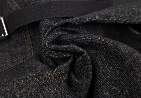 インゲボルグINGEBORG ステッチデザインベルテッドストレッチデニムパンツ 黒S K-110771_015