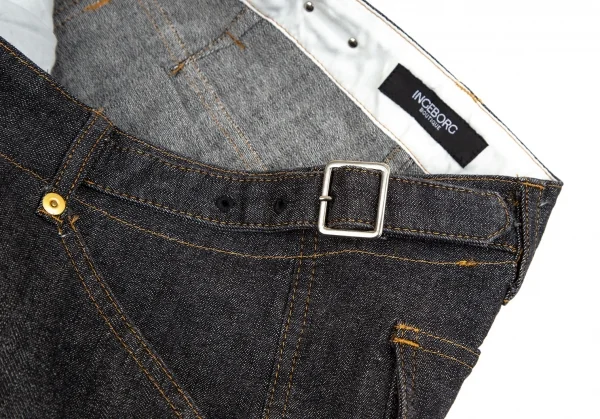 インゲボルグINGEBORG ステッチデザインベルテッドストレッチデニムパンツ 黒S K-110771_004