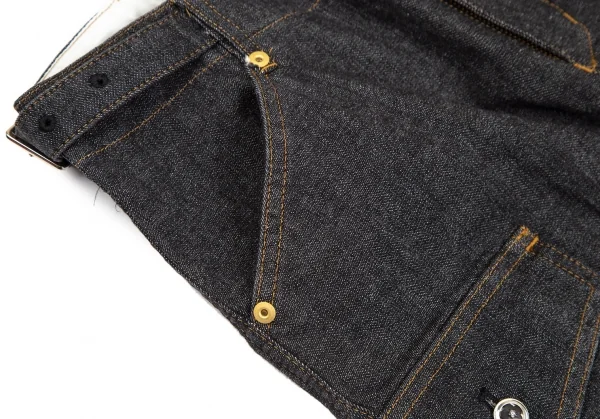 インゲボルグINGEBORG ステッチデザインベルテッドストレッチデニムパンツ 黒S K-110771_006