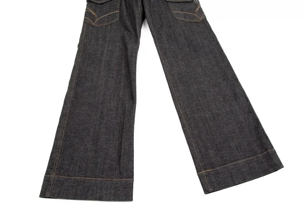 インゲボルグINGEBORG ステッチデザインベルテッドストレッチデニムパンツ 黒S K-110771_007