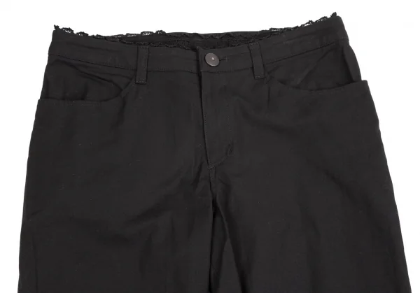 インゲボルグINGEBORG シルク混レース装飾裾ボタンストレッチパンツ 黒S K-110772_002