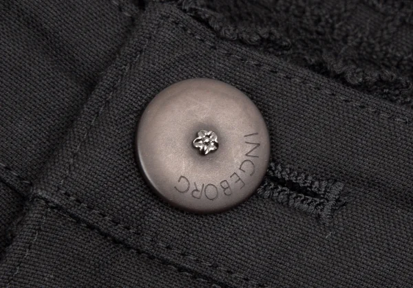 インゲボルグINGEBORG シルク混レース装飾裾ボタンストレッチパンツ 黒S K-110772_003