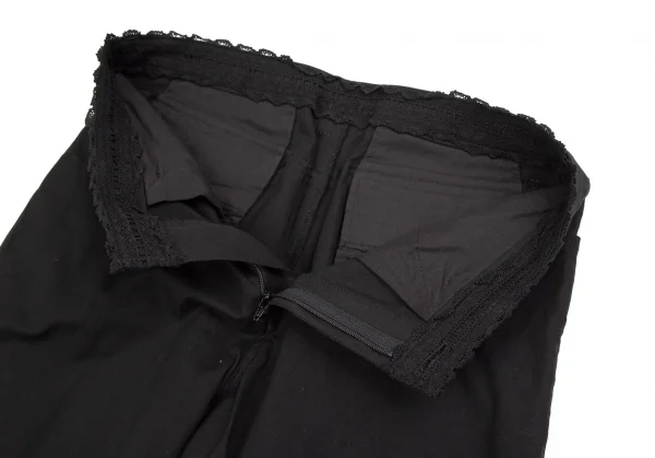 インゲボルグINGEBORG シルク混レース装飾裾ボタンストレッチパンツ 黒S K-110772_004
