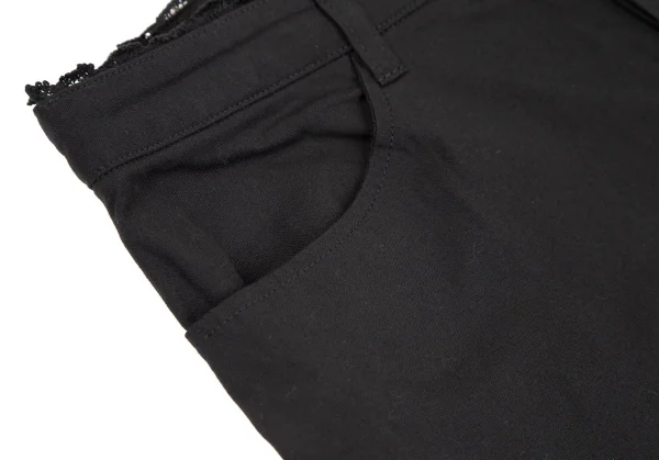 インゲボルグINGEBORG シルク混レース装飾裾ボタンストレッチパンツ 黒S K-110772_006