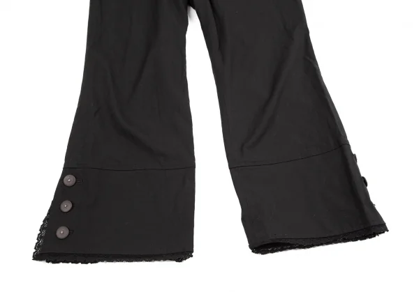 インゲボルグINGEBORG シルク混レース装飾裾ボタンストレッチパンツ 黒S K-110772_007