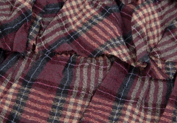 ピンクハウスPINK HOUSE ウールナイロンフリルチェックスカート ワインS位 K-110774_010