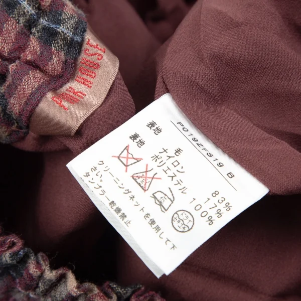 ピンクハウスPINK HOUSE ウールナイロンフリルチェックスカート ワインS位 K-110774_012