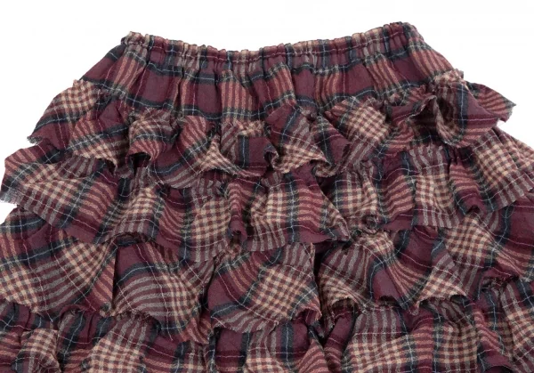 ピンクハウスPINK HOUSE ウールナイロンフリルチェックスカート ワインS位 K-110774_003
