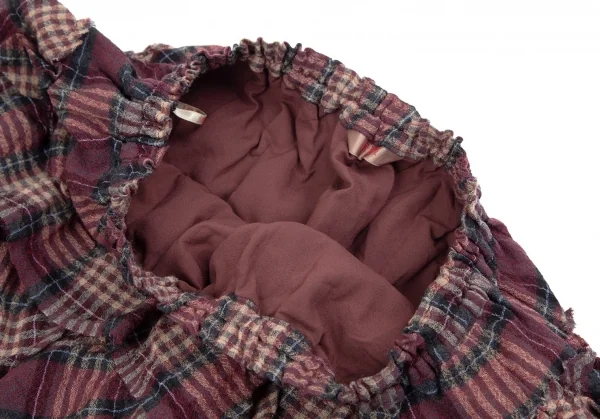 ピンクハウスPINK HOUSE ウールナイロンフリルチェックスカート ワインS位 K-110774_004