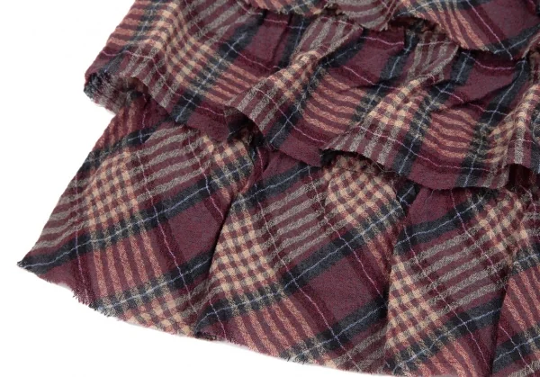 ピンクハウスPINK HOUSE ウールナイロンフリルチェックスカート ワインS位 K-110774_006