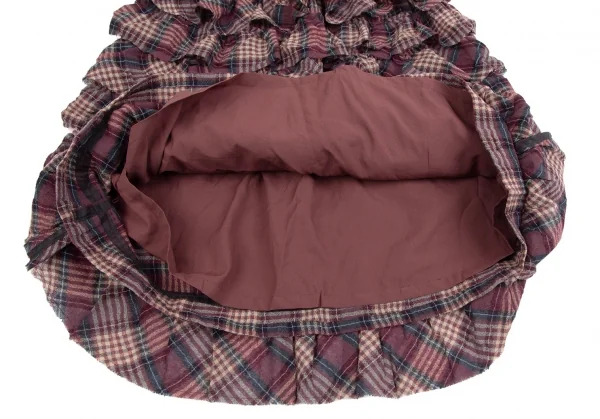 ピンクハウスPINK HOUSE ウールナイロンフリルチェックスカート ワインS位 K-110774_008