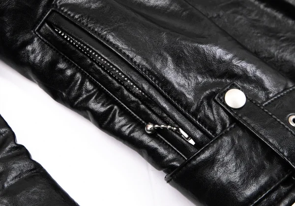 ジュンヤワタナベ コムデギャルソンJUNYA WATANABE COMME des GARCONS シンセティックレザーバック切替ライダースジャケット 黒SS K-110788_010