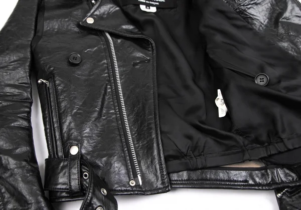 ジュンヤワタナベ コムデギャルソンJUNYA WATANABE COMME des GARCONS シンセティックレザーバック切替ライダースジャケット 黒SS K-110788_012