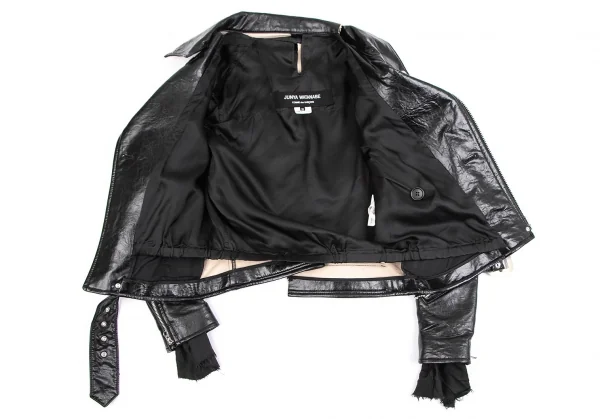 ジュンヤワタナベ コムデギャルソンJUNYA WATANABE COMME des GARCONS シンセティックレザーバック切替ライダースジャケット 黒SS K-110788_013