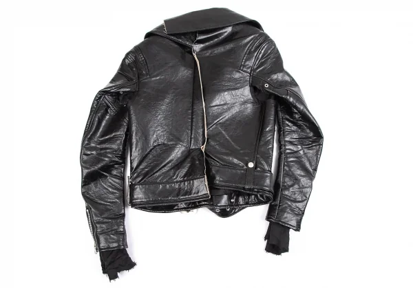 ジュンヤワタナベ コムデギャルソンJUNYA WATANABE COMME des GARCONS シンセティックレザーバック切替ライダースジャケット 黒SS K-110788_014