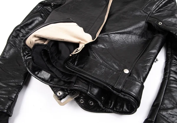 ジュンヤワタナベ コムデギャルソンJUNYA WATANABE COMME des GARCONS シンセティックレザーバック切替ライダースジャケット 黒SS K-110788_016