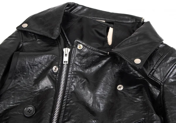 ジュンヤワタナベ コムデギャルソンJUNYA WATANABE COMME des GARCONS シンセティックレザーバック切替ライダースジャケット 黒SS K-110788_004