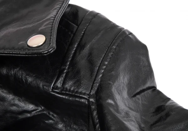 ジュンヤワタナベ コムデギャルソンJUNYA WATANABE COMME des GARCONS シンセティックレザーバック切替ライダースジャケット 黒SS K-110788_005