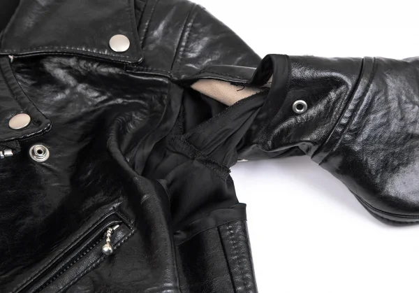 ジュンヤワタナベ コムデギャルソンJUNYA WATANABE COMME des GARCONS シンセティックレザーバック切替ライダースジャケット 黒SS K-110788_007