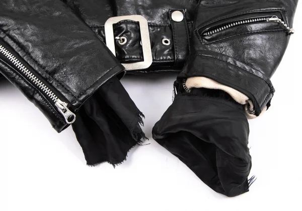 ジュンヤワタナベ コムデギャルソンJUNYA WATANABE COMME des GARCONS シンセティックレザーバック切替ライダースジャケット 黒SS K-110788_008
