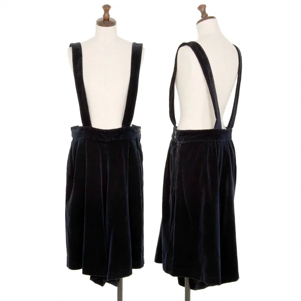 コムコム コムデギャルソンCOMME des GARCONS ベロアワイドクロップド吊りパンツ 濃紺XS K-110791_001