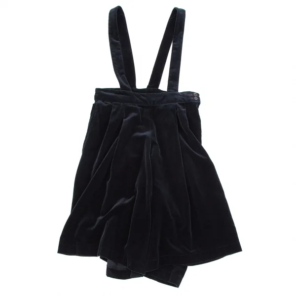 コムコム コムデギャルソンCOMME des GARCONS ベロアワイドクロップド吊りパンツ 濃紺XS K-110791_002