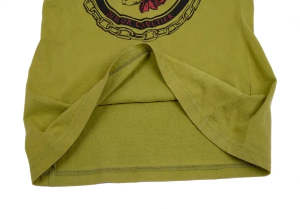 ジュニアゴルチエJUNIOR GAULTIER スカルゴーグルプリントトリムTシャツ オリーブ40 K-110792_010