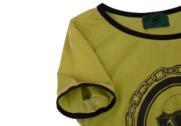 ジュニアゴルチエJUNIOR GAULTIER スカルゴーグルプリントトリムTシャツ オリーブ40 K-110792_003