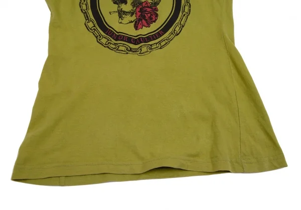 ジュニアゴルチエJUNIOR GAULTIER スカルゴーグルプリントトリムTシャツ オリーブ40 K-110792_008