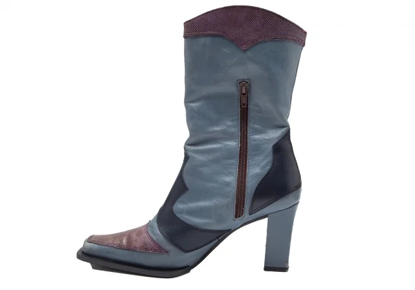 ジャンポールゴルチエJean Paul GAULTIER 切替レザーウエスタンヒールブーツ 水色M(23.5位) K-110796_012