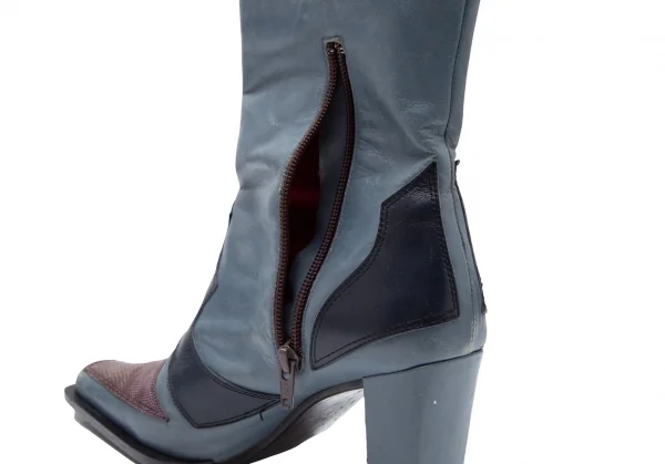ジャンポールゴルチエJean Paul GAULTIER 切替レザーウエスタンヒールブーツ 水色M(23.5位) K-110796_013